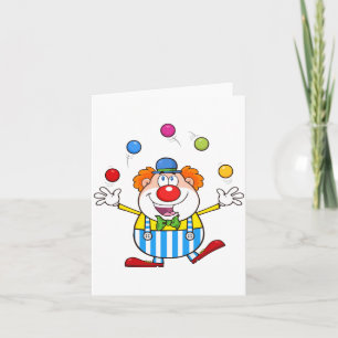 Plezierige Circusclown Jonglerend met Ballen Kaart