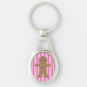 Plezierige en mooie roze peperkoekman sleutelhanger