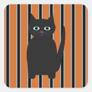 Plezierige en sierlijke Halloween zwarte katten Vierkante Sticker