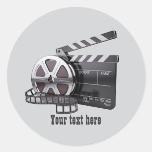 Plezierige filmfans voeg tekst toe ronde sticker