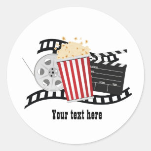 Plezierige filmfans voeg tekst toe ronde sticker