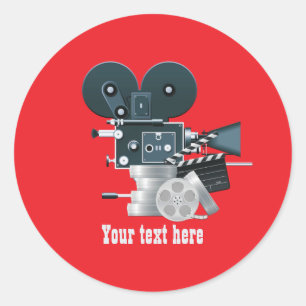 Plezierige filmfans voegen tekst toe ronde sticker