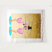 Plezierige flamingo-huwelijksfotobackdrop wandkleed (Voorkant (horizontaal))