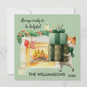 Plezierige Gelukkige Kat Gelukkiger Kerstmis Kaart