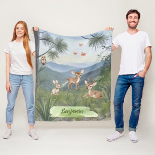 Plezierige gepersonaliseerde bosdieren voor jongen fleece deken