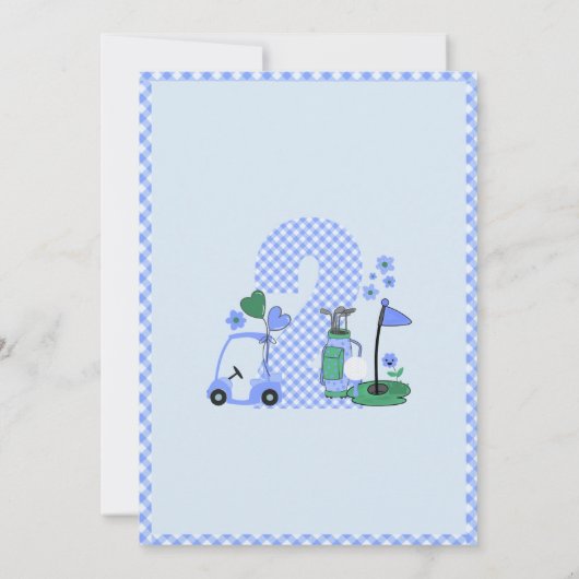 Plezierige Golf Blauwe Jongen 2e Verjaardag Par-Te Kaart (Achterkant)