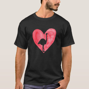 Plezierige Hart Struisvogel Kip Dier Valentijnsdag T-shirt