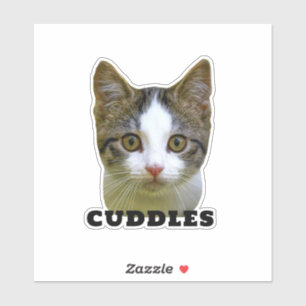 Plezierige kattenfoto en naam Waterdichte vinyl hu Sticker