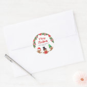 Plezierige Kerst Holly Sticker (Envelop)