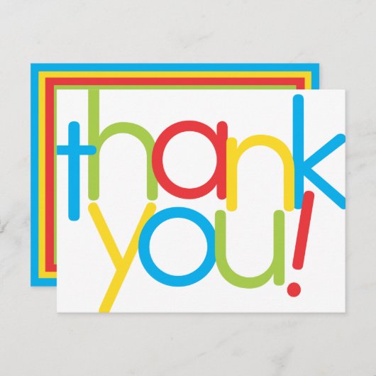 Plezierige Kleurrijke Moderne Dankkaart Bedankkaart (Voorkant / Achterkant)