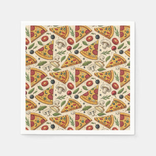 Plezierige Pizzafeest Pepperoni Pizza Liefhebber V Servet