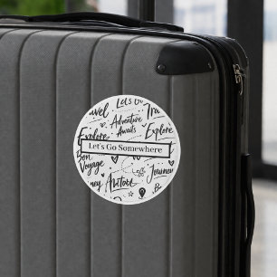 Plezierige Reissticker Avontuur Zwart & Wit Design Ronde Sticker