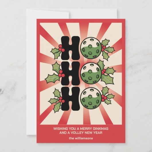 Plezierige Retro Pickleball Kerstmis Uw Aangepaste Feestdagenkaart (Voorkant)