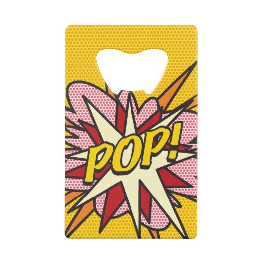 Plezierige Retro Pop Art-strip Kredietkaart Flessenopener (Voorkant)