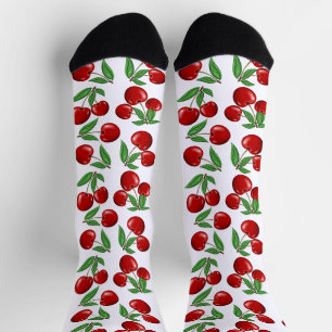 Plezierige rode kersen fruitprint sokken