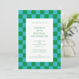Plezierige Schaakbord Blauw Groen Geometrische Ver Kaart