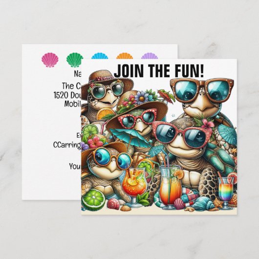 Plezierige Schildpadden Vergadering Kaart (Voorkant / Achterkant)