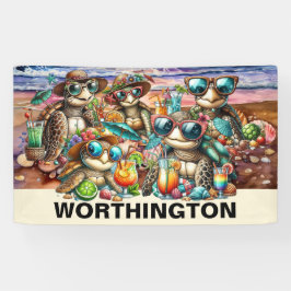 Plezierige Schildpadden Vergadering Spandoek