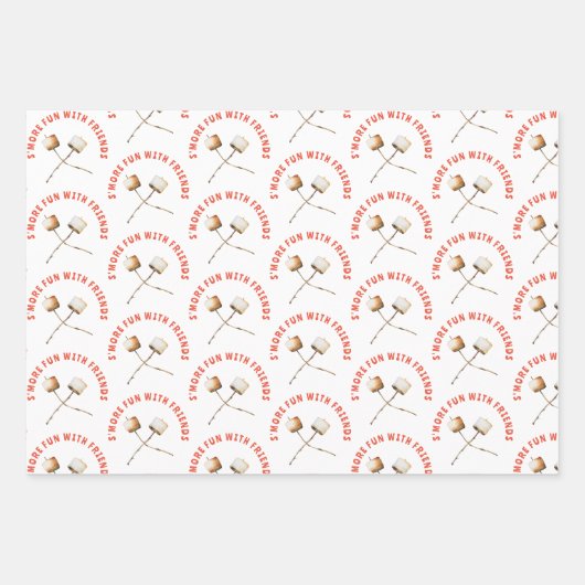 Plezierige S'mores-activiteiten bij het kampvuur i Inpakpapier Vel (Voorkant)