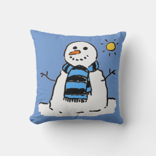 Plezierige Sneeuwman Illustratie Ontwerp Kussen