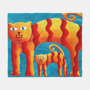 Plezierige trendy  Whimsical gebogen kat en kitten Fleece Deken