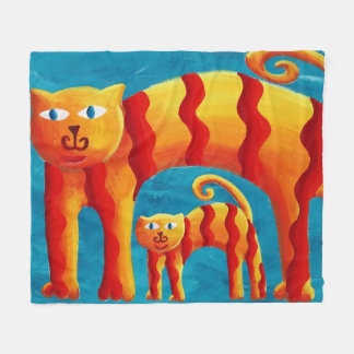 Plezierige trendy Whimsical gebogen kat en kitten Fleece Deken