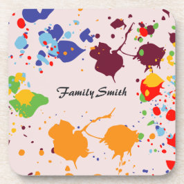 Plezierige verf druppels kleurrijke lente familien bier onderzetter