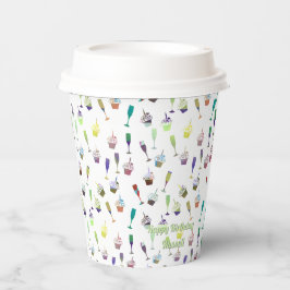 Plezierige Volwassene Verjaardag Cup Cake en Wijn  Papieren Bekers