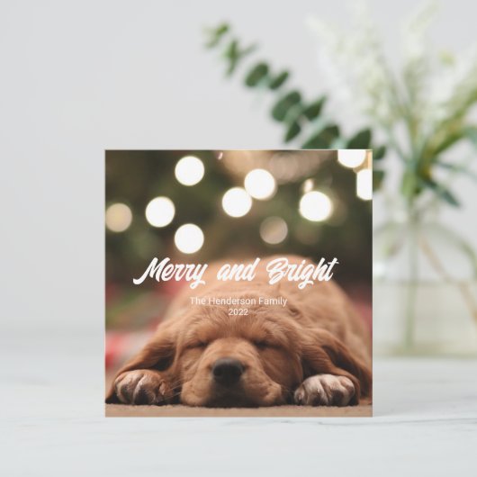 Plezierige vrolijke en heldere foto kerstkaart kaart (Staand voorkant)