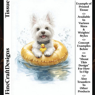 Plezierige Westie Hond, Rubber Ring & Eend CV5 Dec Tissuepapier