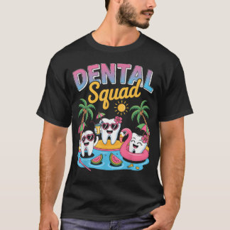 Plezierige zomerse tandarts van het tandartsenteam t-shirt
