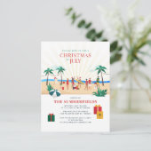 Plezierige zomerstrandfeest met het gezin uitnodiging briefkaart (Staand voorkant)