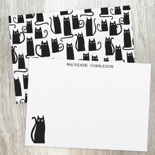 Plezierige zwarte kat gepersonaliseerde briefpapie notitiekaartje