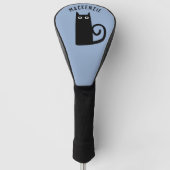 Plezierige Zwarte Kat Persoonlijk Golfheadcover (Voorkant)