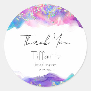 Plezierlijke Inkt met Glitter Bruidsfeest Ronde Sticker