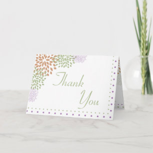 Pliage Carte de remerciements violet et vert flora