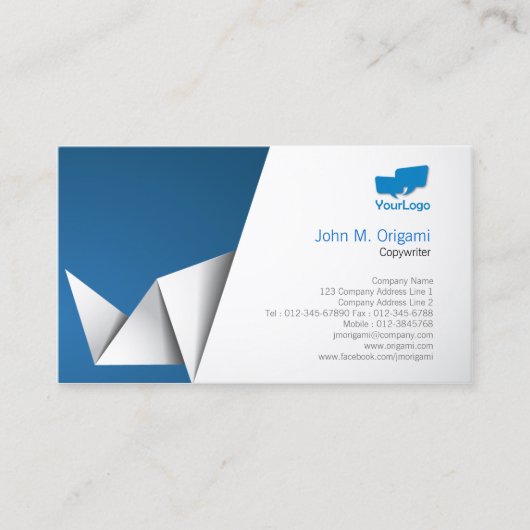 Pliages Origami Carte de visite Copywriter (Devant)