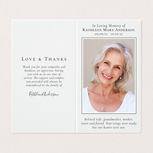 Plié Dans Love Memory Carte de prière (Extérieur déplié)