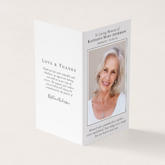 Plié Dans Love Memory Carte de prière (Extérieur)