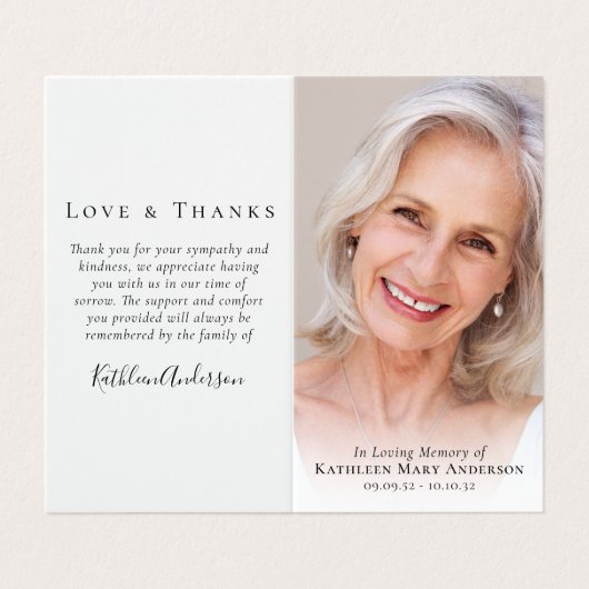 Plié Dans Love Memory Carte de prière (Extérieur déplié)