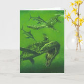 Pliosaur Dinosaur Greetings Kaart (Gele Bloem)