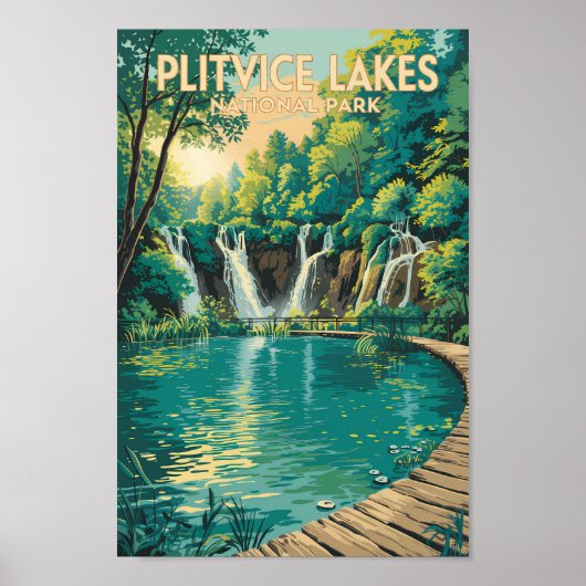 Plitvice Lakes National Park Illustration Travel Poster (Voorkant)