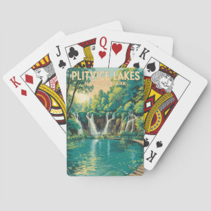 Plitvice Meren Nationaal Park Illustratie Reis Pokerkaarten
