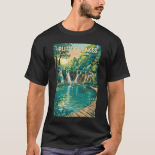 Plitvice Meren Nationaal Park Illustratie Reis T-shirt