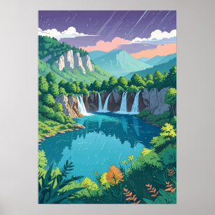 Plitvice Meren Waterval Kunst Poster