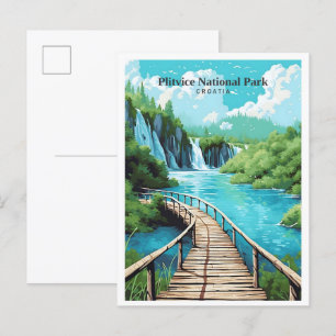 Plitvice Nationaal Park Kroatië Art Vintage Travel Briefkaart