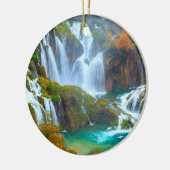 Plitvice Waterfall-kerstversiering Keramisch Ornament (Links)