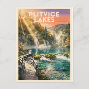 Plitvicemeren Kroatië Vintage Briefkaart