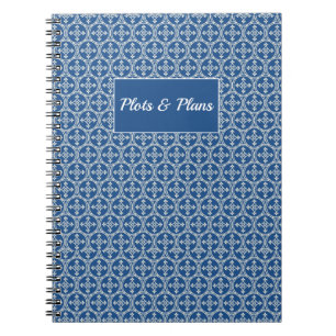Plokken en platen blauw Marokkaans geometrisch pat Notitieboek