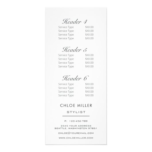 Plomb Moderne Pêche Florale Service Menu Prix  (Dos)